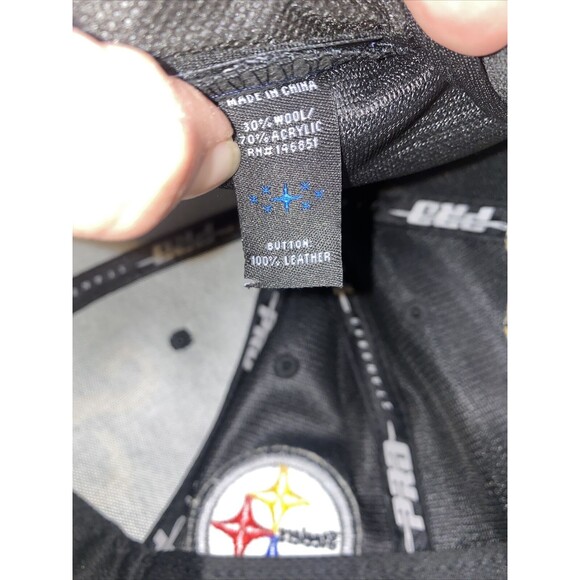 Vintage script Pittsburgh Steelers hat Pro Wool Leather NFL Snap Cap Adult - Picture 11 of 14